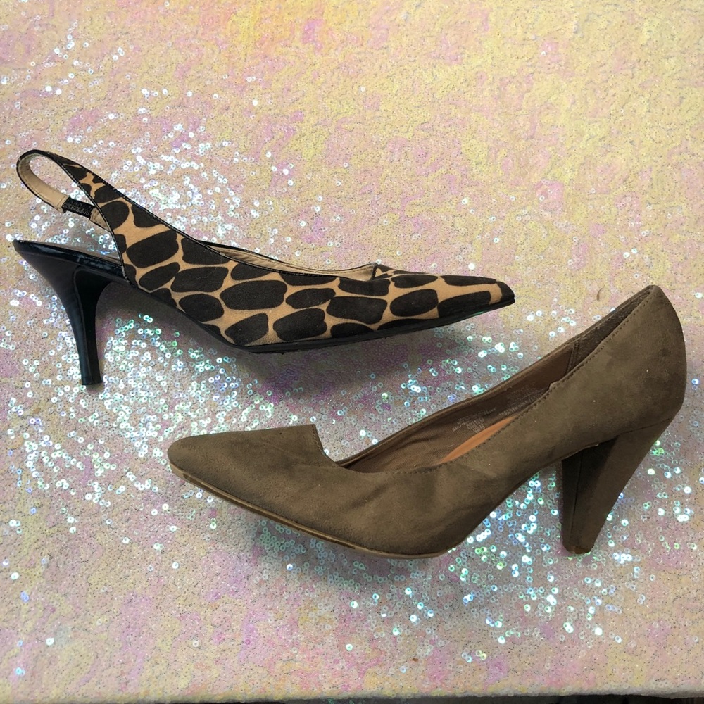 Old Navy grey pointed toe high heels & Cato sling back shoes size 10 bundle